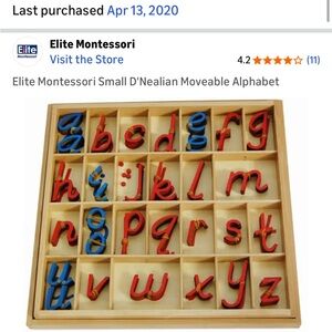Elite Montessori Small D'Nealian Moveable Alphabet